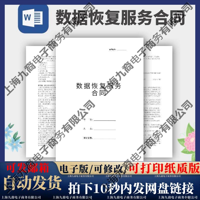 数据恢复服务合同协议模板范本电设计素材/源文件
