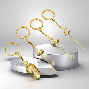 击剑钥匙扣 玩具礼品击剑挂件摆件击剑周边花剑重剑佩剑护面饰品