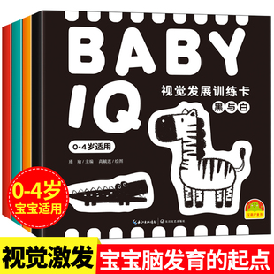 4册幼儿绘本早教黑白卡片婴儿左右脑智力开发认知0 BABY 视觉发展训练卡套装 3一4岁儿童大脑潜能激发 6个月以上宝宝益智玩具1