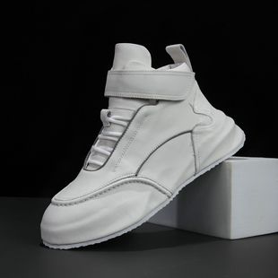 欧洲站潮牌轻奢秋冬季高邦板鞋内增高真皮包底高帮男鞋厚底老爹鞋