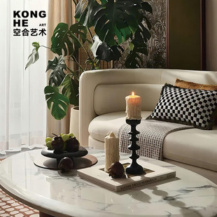空合 中古风烛台果盘摆件 样板间高级感全屋定制展厅客厅茶几陈列