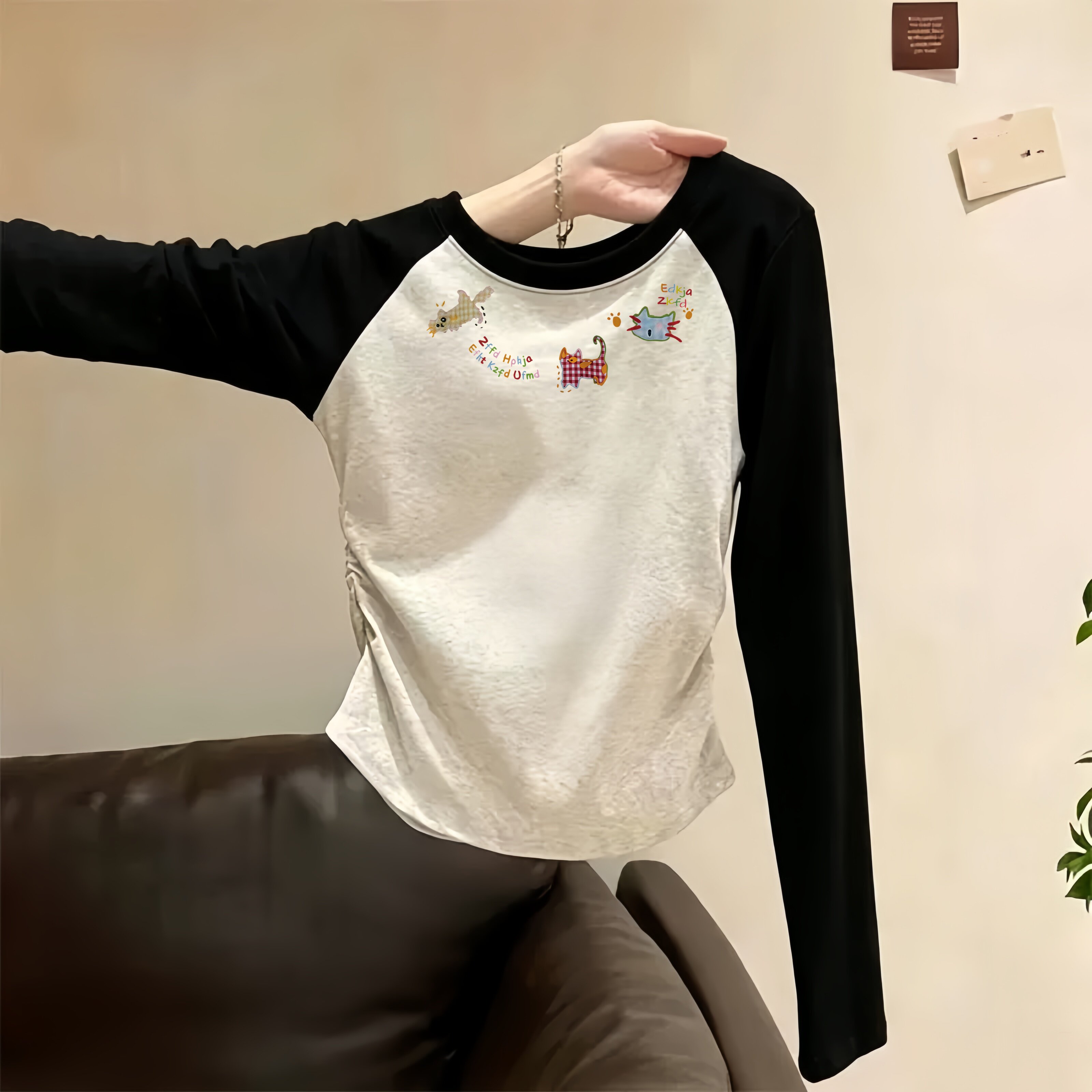 女童纯棉长袖T恤秋装上衣服2026新款插肩袖洋气学生打底衫春秋季