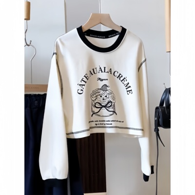 超好看女童短款长袖打底卫衣