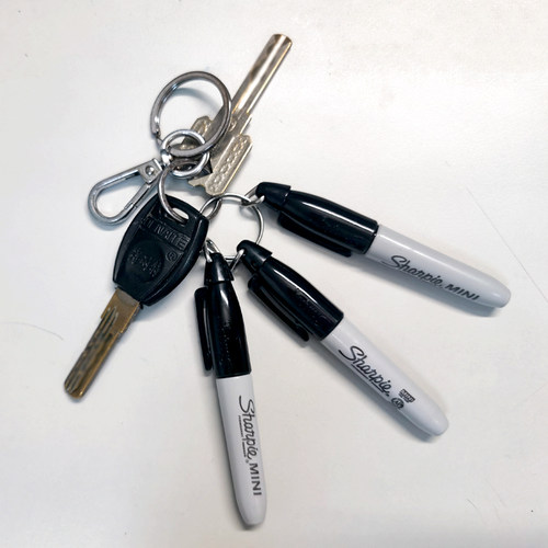 三福Sharpie迷你型马克笔高尔夫球笔带挂勾油性小支防水黑记号笔