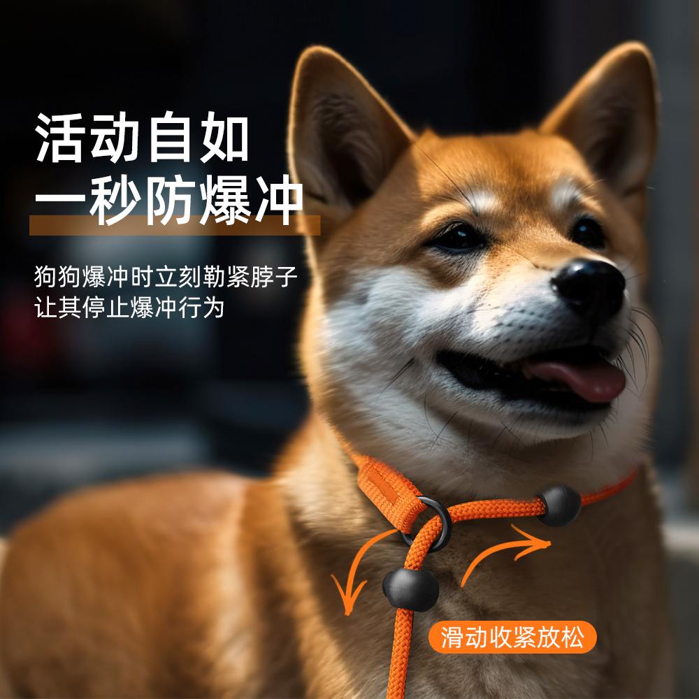 p链p绳狗狗牵引绳遛狗链子小中大型犬防爆冲打结柴犬幼犬训犬专用