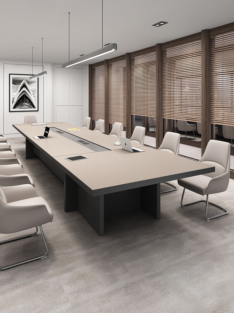 中特会议桌加厚长条桌椅组合现代简约长方形大中型办公室洽谈桌