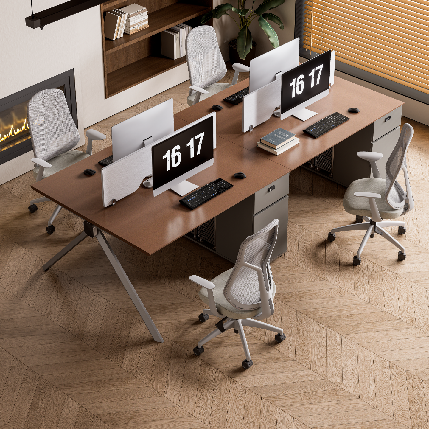 简约现代职员办公桌椅组合4人6人位屏风卡座员工位办公室办公家具