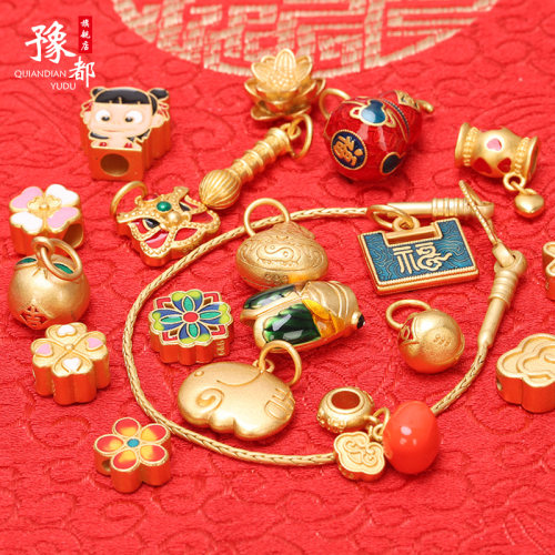 古法沙金小配件吊坠diy烧蓝潮