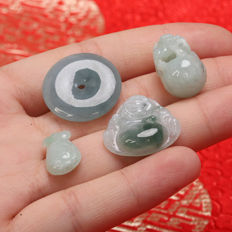 天然A货翡翠吊弥勒佛招财貔貅平安扣转运珠手链项链红绳配饰吊坠