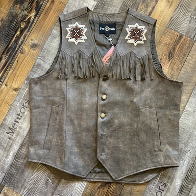 西部牛仔流苏马甲纳瓦霍刺绣美式复古经典百搭男女同款
