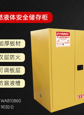 西斯贝尔防火柜易燃液体储存柜90加仑黄色工业化学品柜WA810860
