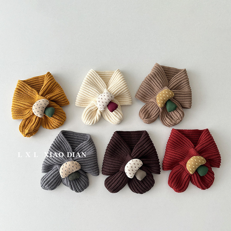 儿童围巾洋气蘑菇交叉针织围脖男女宝宝冬天户外防风保暖护颈围脖,童装/婴儿装/亲子装,围巾,淘宝优惠券,粉丝福利购,淘宝优惠卷