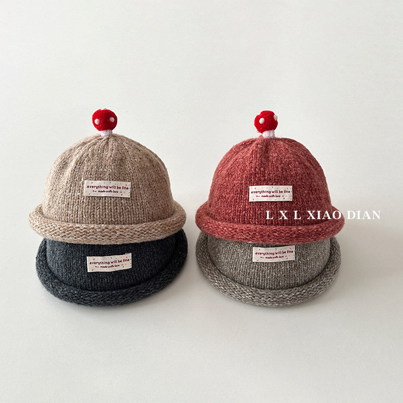 宝宝帽子秋冬季超萌可爱小蘑菇复古卷边儿童针织帽男女婴儿地主帽,童装/婴儿装/亲子装,帽子,淘宝优惠券,粉丝福利购,淘宝优惠卷