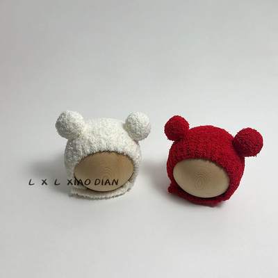 软糯亲肤超萌可爱双球宝宝帽子