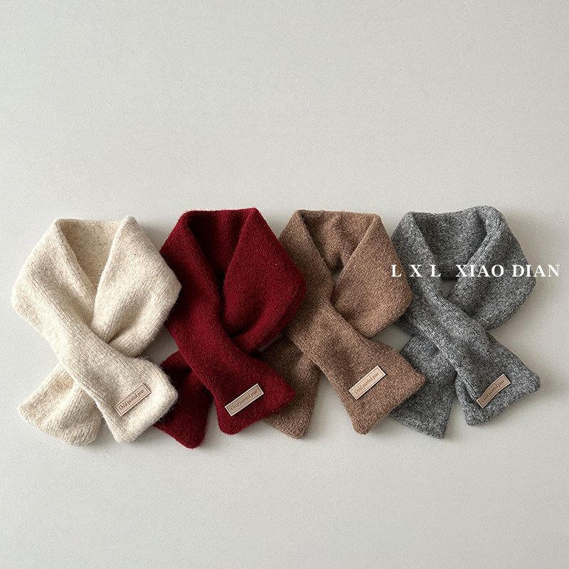 儿童围巾冬季小标洋气交叉脖套男童女童宝宝户外防风防寒保暖围脖