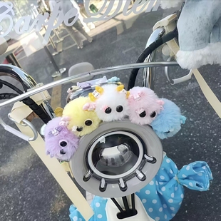 可爱立体毛球小怪兽车灯装 饰小配件公仔玩偶挂件 饰小摆件电动车装