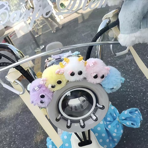可爱立体毛球小怪兽车灯装饰小摆件电动车装饰小配件公仔玩偶挂件