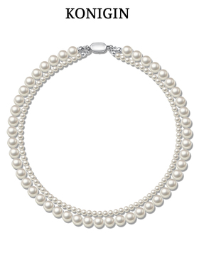 Konigin双层施家珍珠项链女款925纯银轻奢高级感颈链秋冬毛衣链