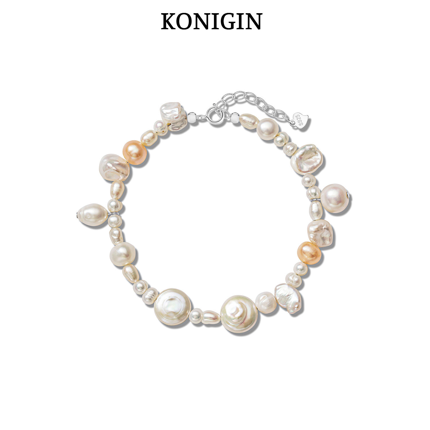 巴洛克花瓣淡水珍珠手链女