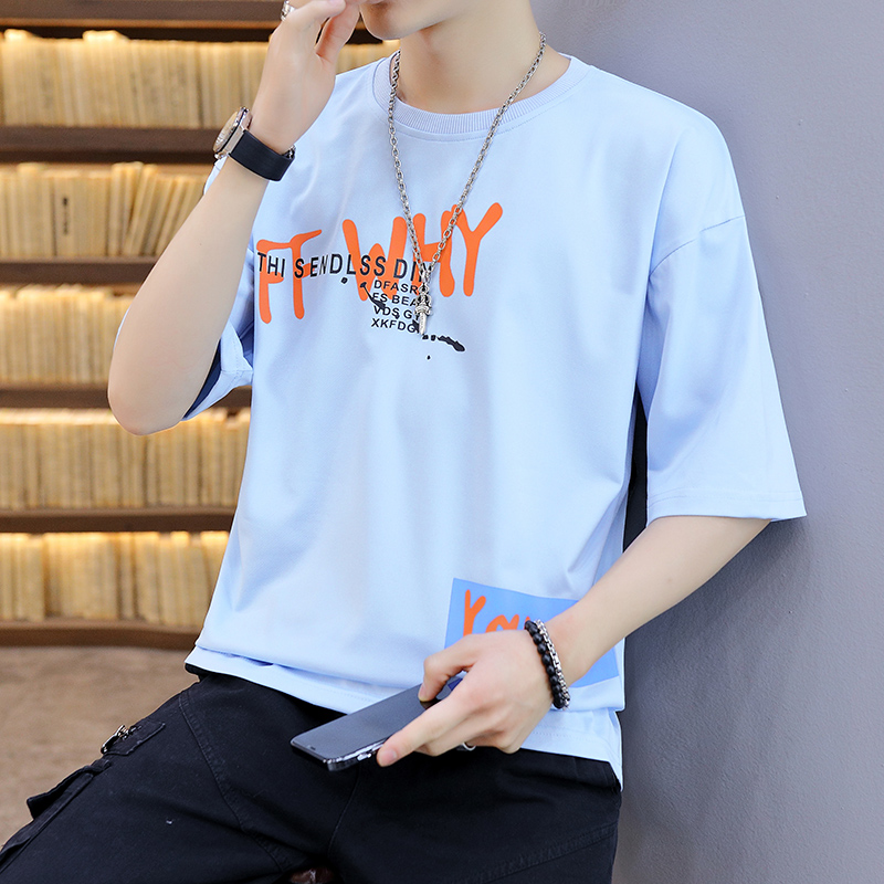 男士青少年短袖恤夏季新款半袖上衣服潮牌打底衫桖