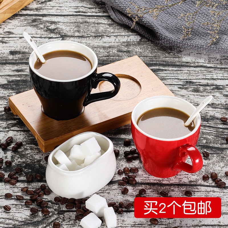欧式简约陶瓷咖啡杯彩色马克水杯