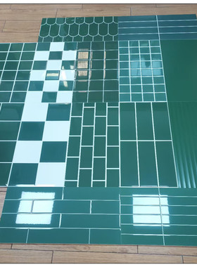 北欧格子墨绿色小方砖厨房墙砖300x600卫生瓷砖厨房瓷片连锁瓷砖