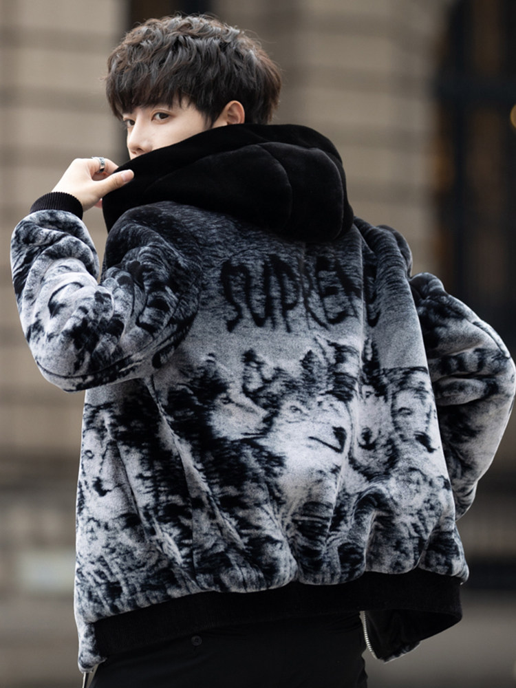 AUTUMN AND WINTER NEW MENS GOLD MINK PADDED JACKET TRENDY KOREAN CASUAL FUR FUR ONE HANDSOME JACKET
