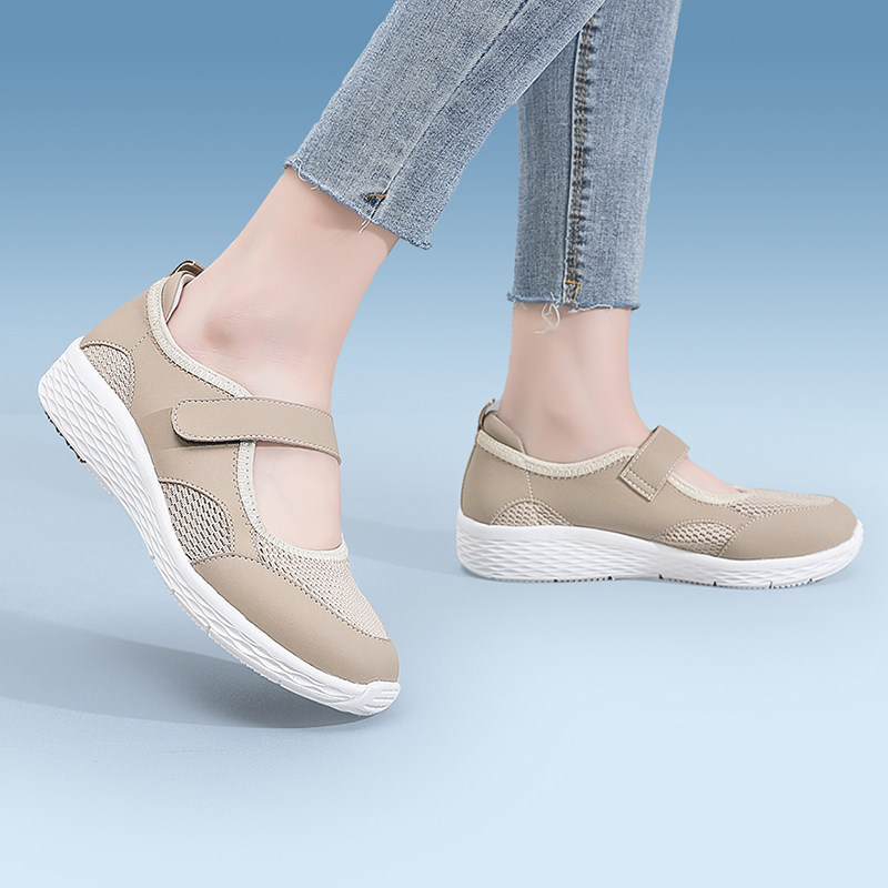 2025春夏新款女鞋百搭浅口单鞋休闲轻便软底防滑透气舒适妈妈鞋子