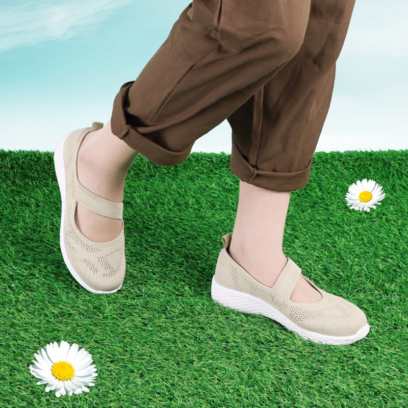 透气网面女鞋春夏新款舒适懒人一脚蹬妈妈健步鞋软底中老年鞋1122