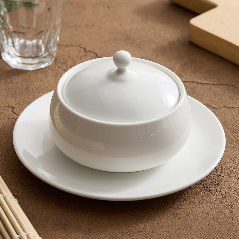 优格炖盅家用小型陶瓷带盖子佛跳墙燕窝海鲜盅酒店饭厅餐具一人汤