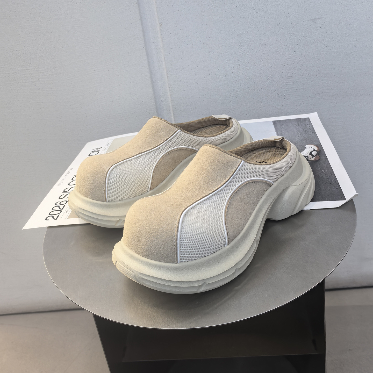 SGIRL TWTW2026年春季新款真皮厚底百搭超轻便大头包头半拖鞋女鞋,女鞋,包头拖,淘宝优惠券,粉丝福利购,淘宝优惠卷