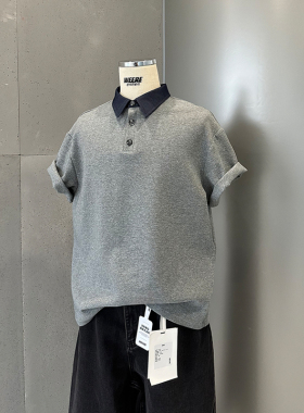 NEOKOEN原WEERE抗皱空气层撞色翻领短袖T恤男夏季宽松百搭POLO衫