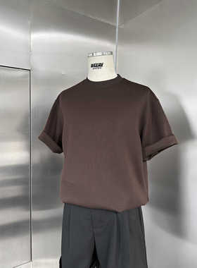 WEERE夏季韩国进口面料抗皱凉感短袖简约百搭圆领宽松T恤男