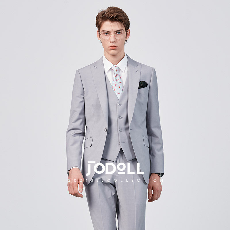 JODOLL乔顿西装外套男轻熟风商务绵羊毛桑蚕丝西服套装上衣潮