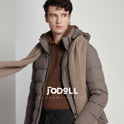 白鸭绒休闲羽绒服JODOLL保暖连帽