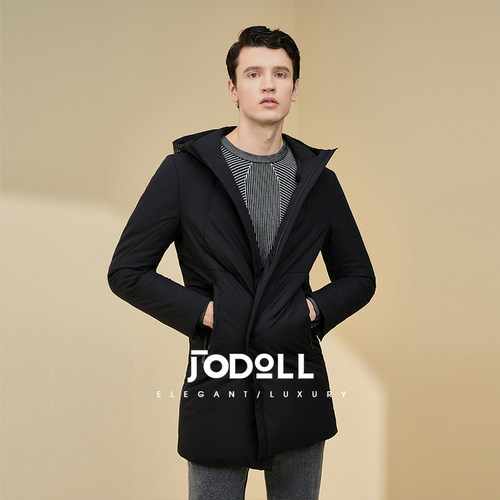 白鸭绒休闲羽绒服JODOLL连帽百搭