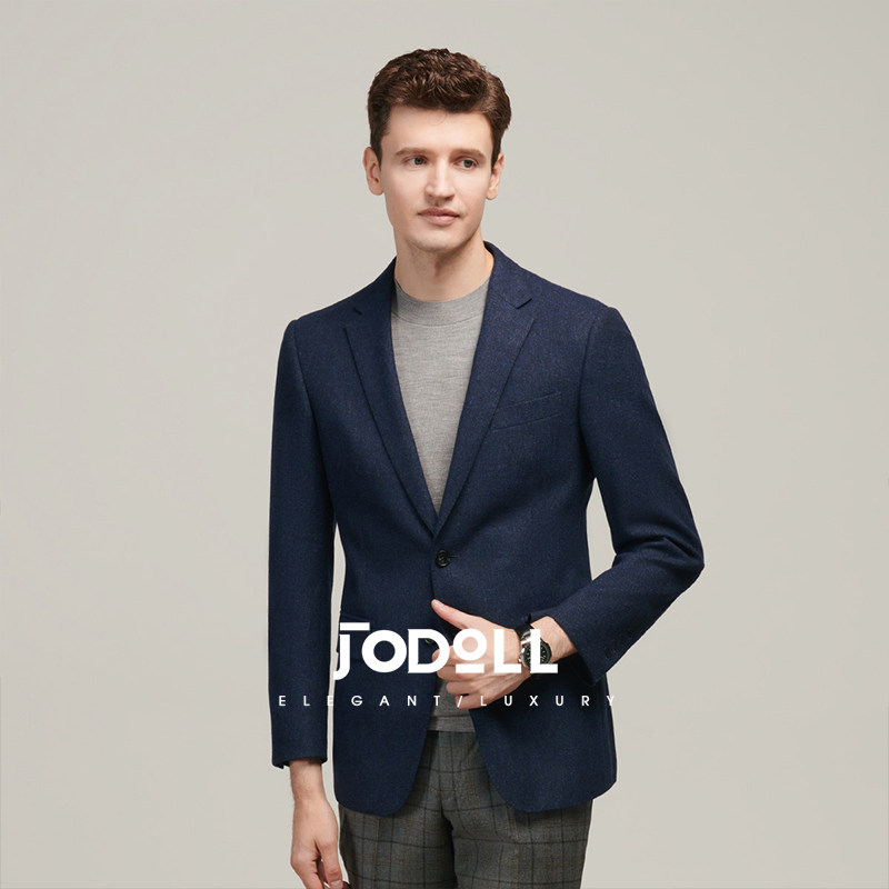 JODOLL乔顿【绵羊毛桑蚕丝】单西男舒适潮流商务休闲藏青色小西