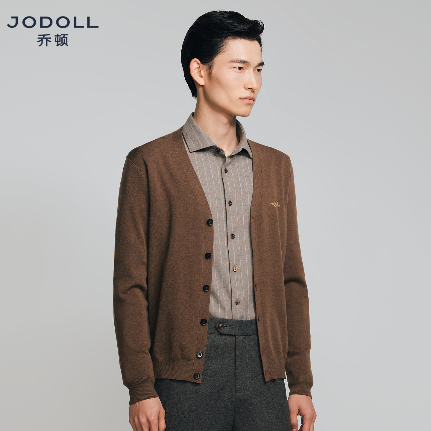 100%绵羊毛羊毛衫JODOLL百搭V领