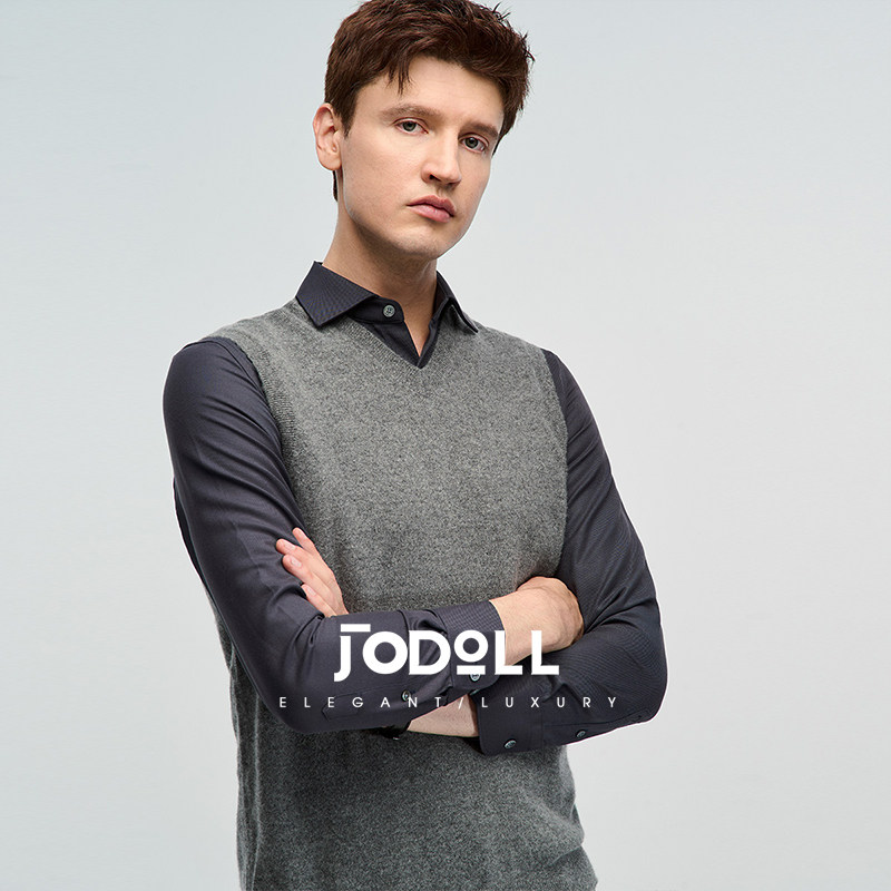 JODOLL乔顿男士【100%山羊绒】马甲柔软舒适休闲保暖V领羊