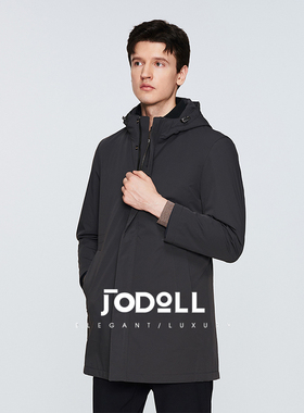 乔顿冬季男士灰色羽绒外套休闲百搭连帽柔软白鹅绒中长款羽绒服