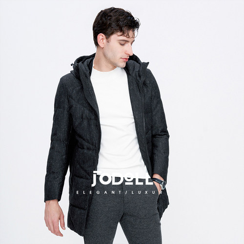 JODOLL羽绒服连帽休闲中长款保暖