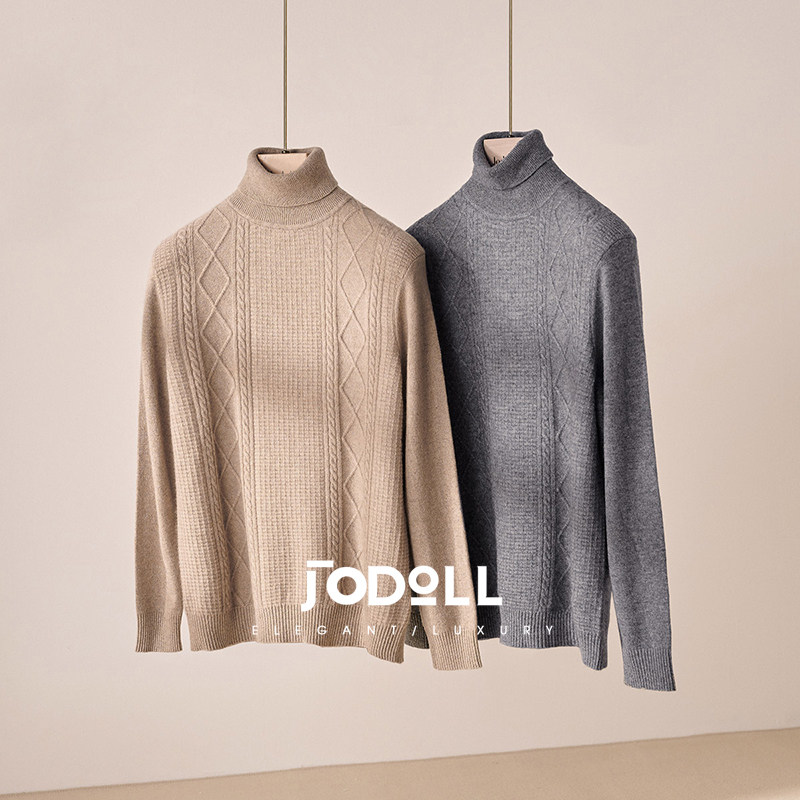 JODOLL乔顿【100%山羊绒】男士针织衫潮流休闲高领可翻保暖