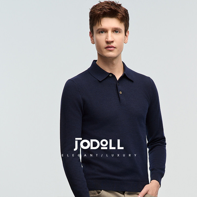 JODOLL乔顿男士秋季山羊绒保暖毛衣舒适休闲简约百搭翻领羊绒衫