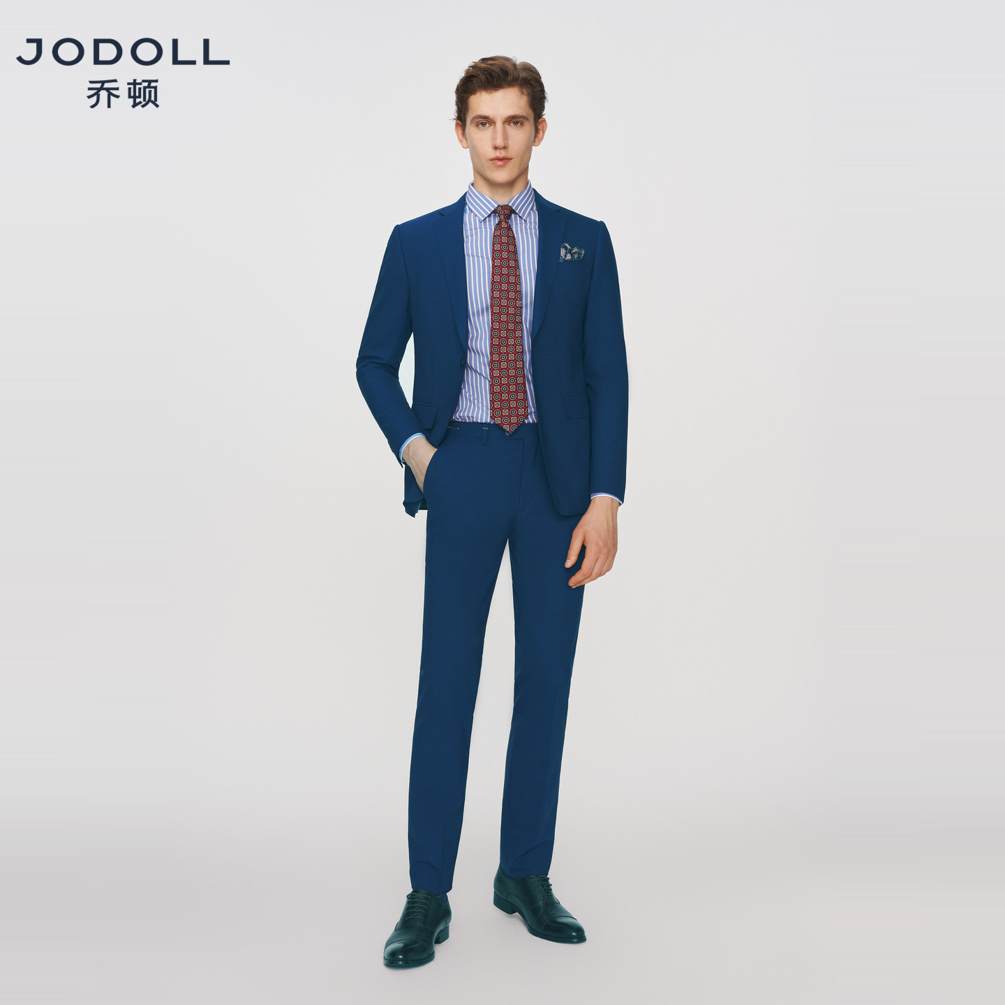 乔顿2025秋冬男绵羊毛西服套装商务正装净色百搭职业上班套西潮