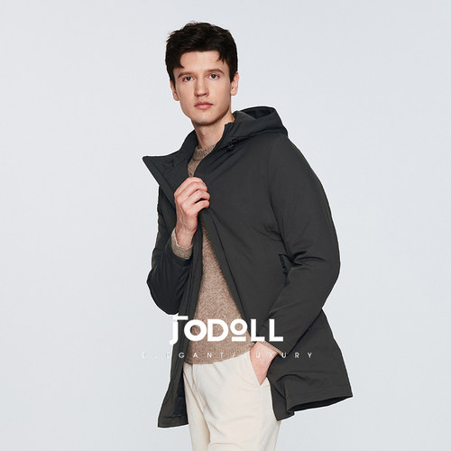 乔顿休闲连帽中长款羽绒服保暖