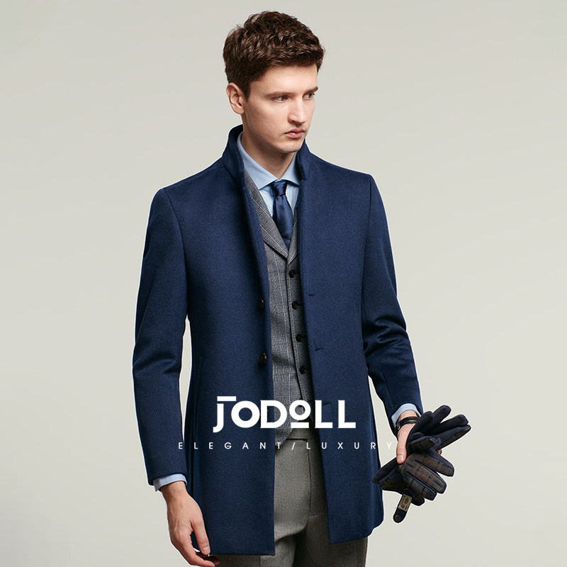 JODOLL乔顿男士商务休闲羊毛大衣冬季中长款立领保暖舒适毛呢外