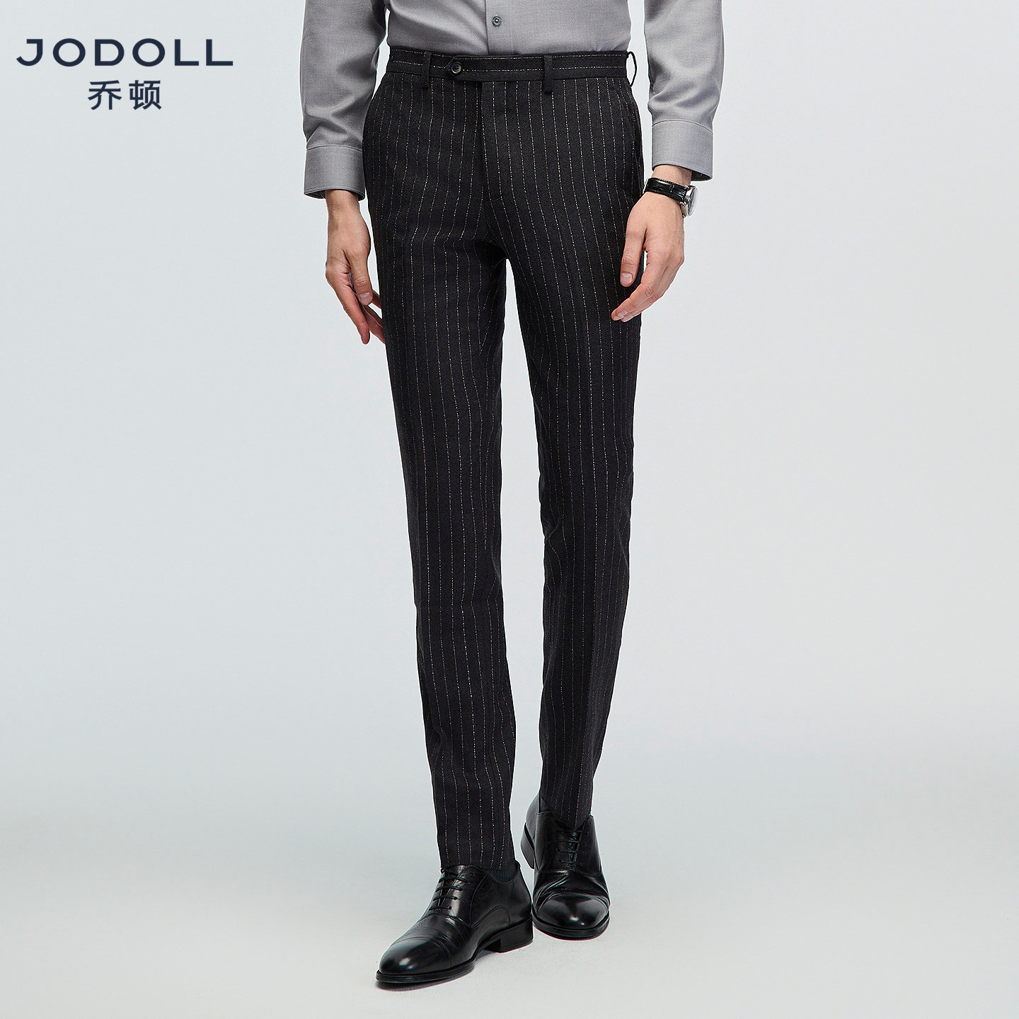 乔顿2025秋冬商务绅士修身正装西裤男士韩版潮流竖条纹直筒西装裤