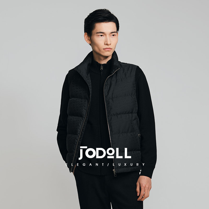 JODOLL/乔顿百搭黑色羽绒马甲男潮流休闲印花立领保暖马夹,男装,羽绒马甲,淘宝优惠券,粉丝福利购,淘宝优惠卷