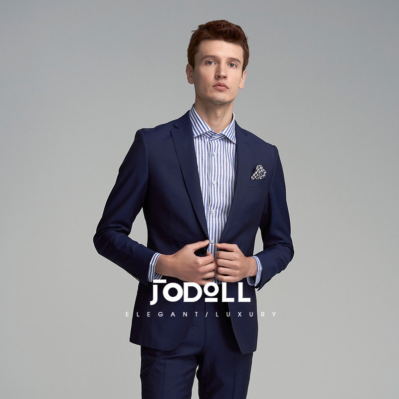 JODOLL乔顿男士西服外套商务休闲羊毛肌理感修身小西装男套装上