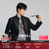 乔顿男士 羊皮革外套26年春ins潮流休闲复古经典 黑色立领真皮皮衣